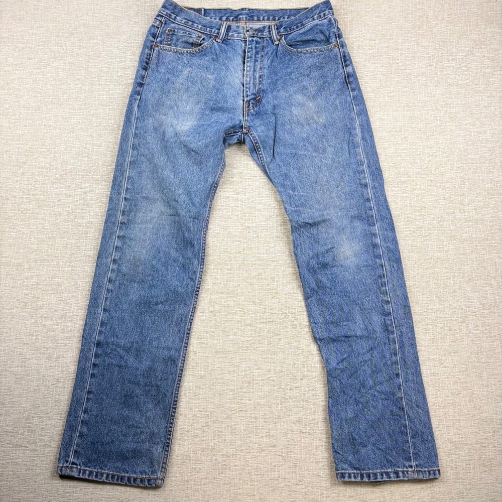 Levis 505 Mens 33x32 Light Distress Jeans Thigh Fade ** Vintage Style ** Denim